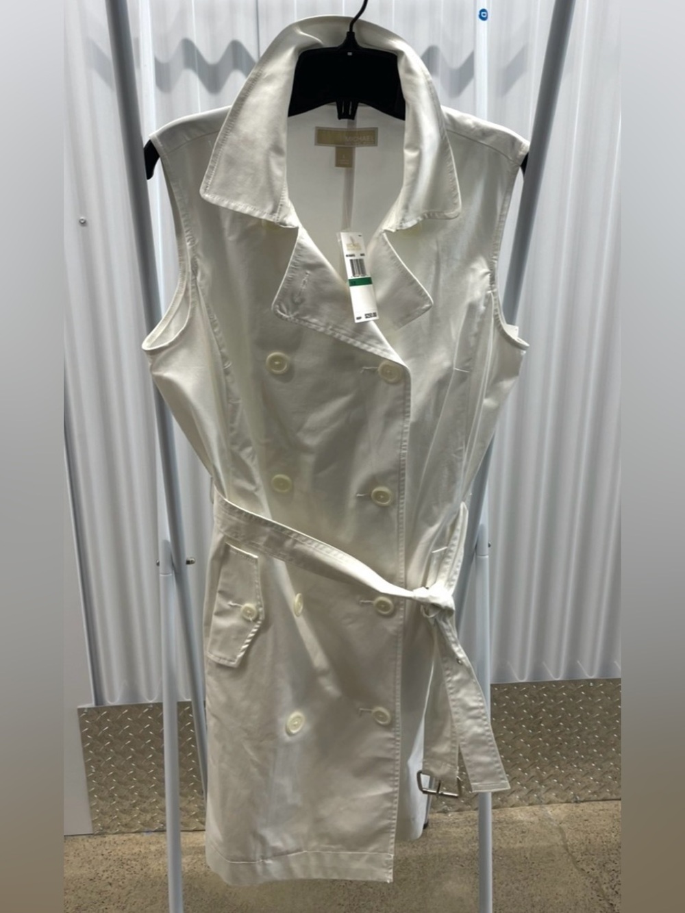 Michael Kors White Sleeveless Trench Dress- NWT- Size Large